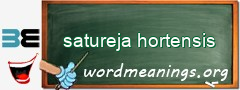 WordMeaning blackboard for satureja hortensis